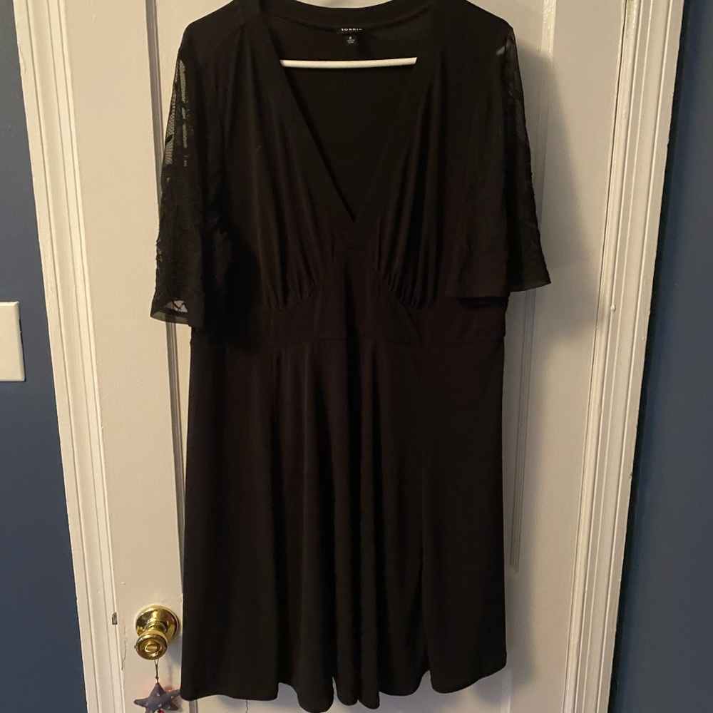 Black Torrid Dress with Sheer Sleeves Size 2